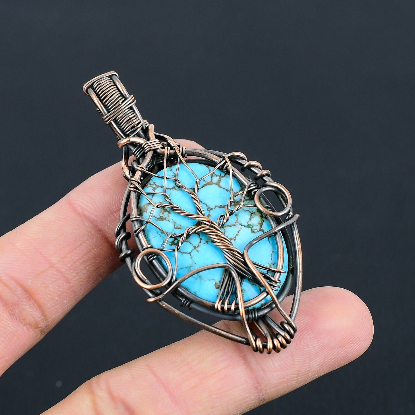 Turquoise Gemstone Tree of Life Pendant