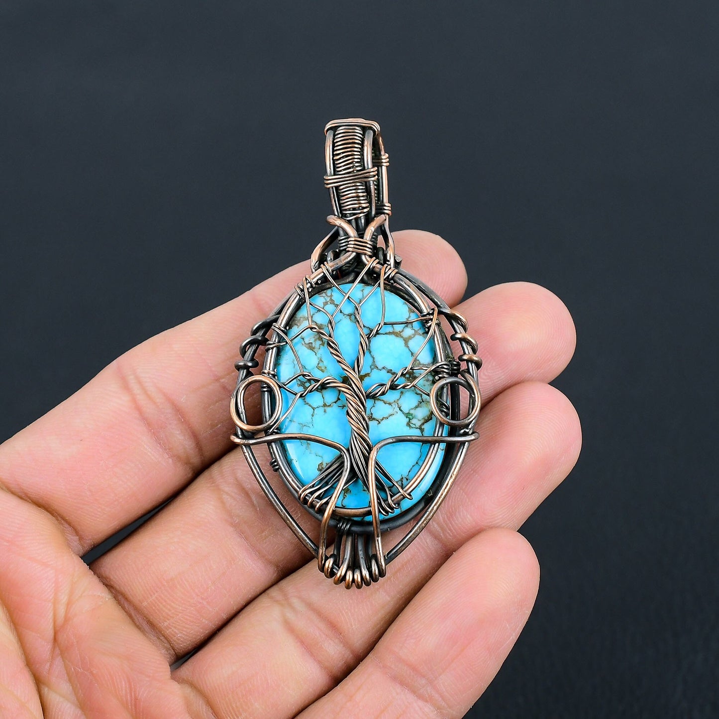 Turquoise Gemstone Tree of Life Pendant