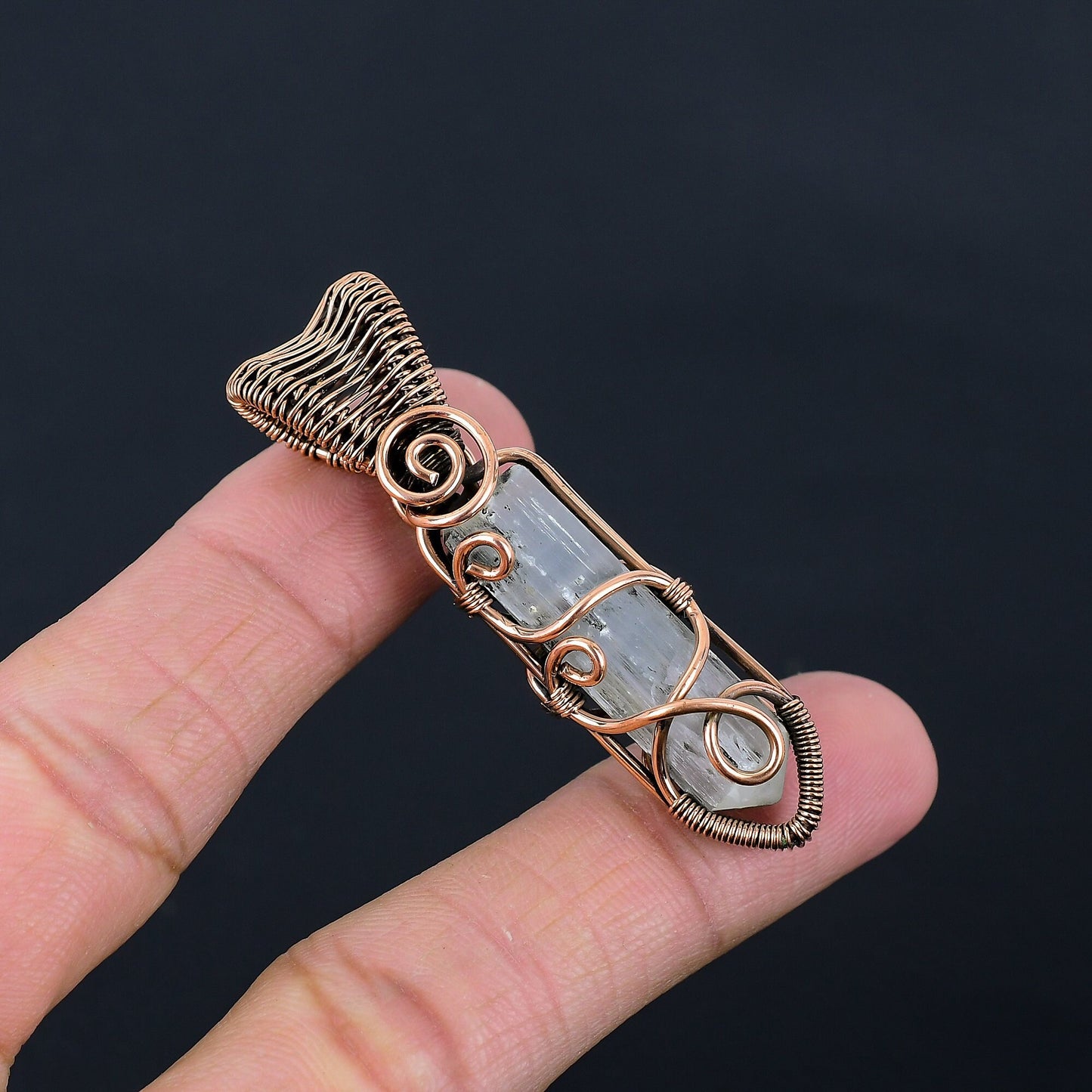 White Selenite Gemstone Copper Pendant