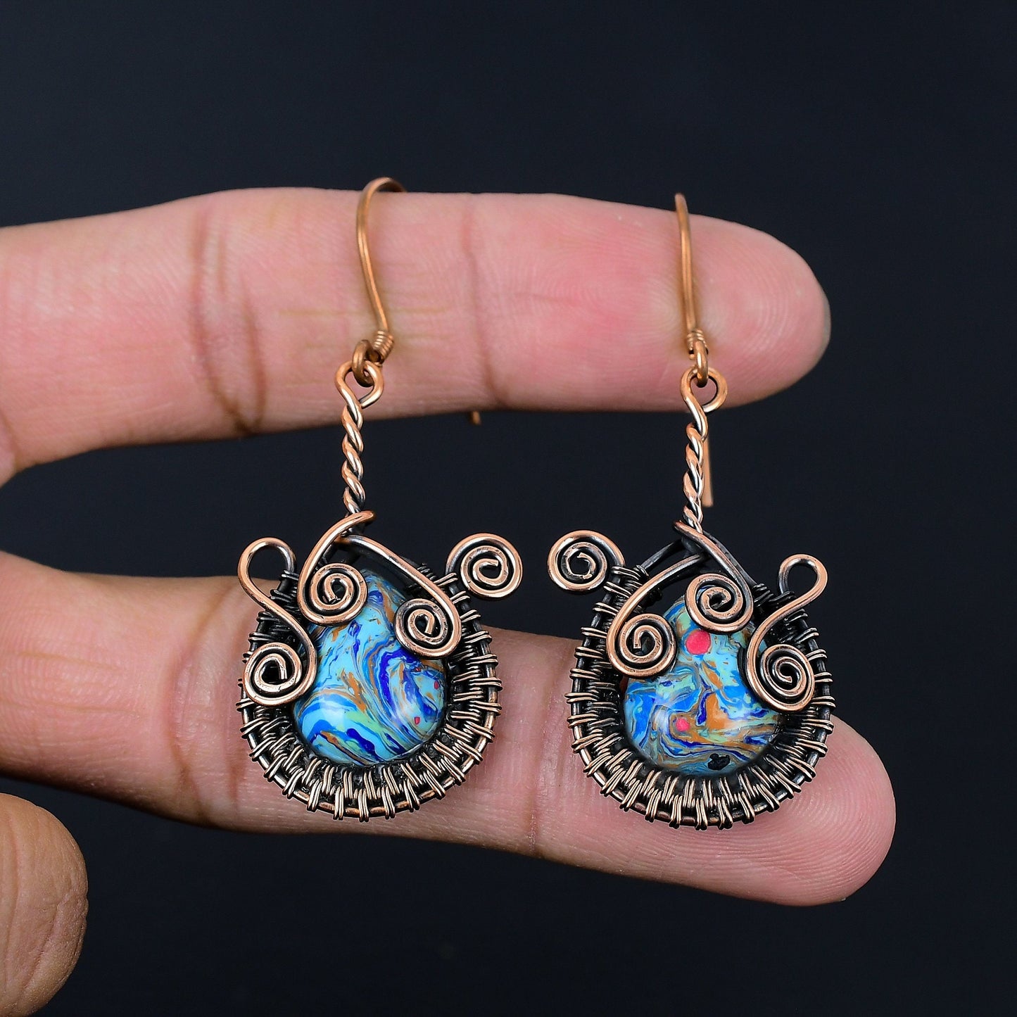 Rainbow Calcilica Gemstone Earrings