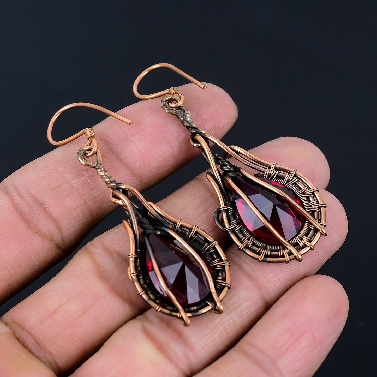 Garnet Red Gemstone Earrings