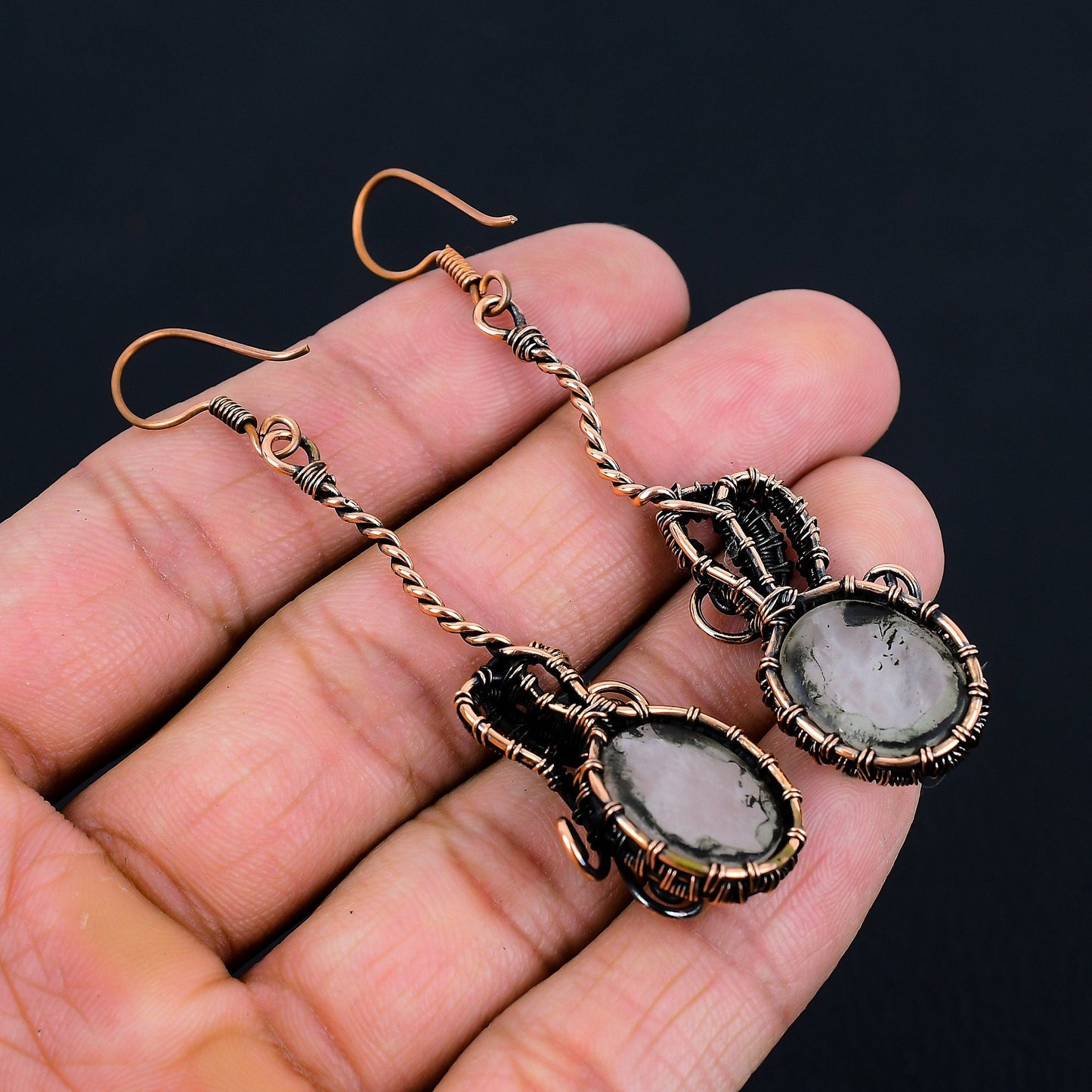 Pink Rose Quartz Gemstone Earrings