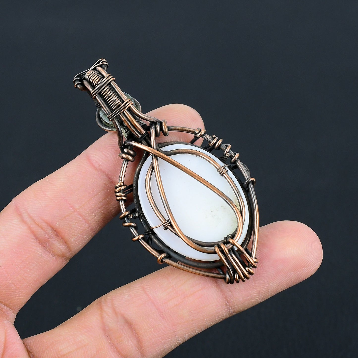 Pink Opal Gemstone Evil Eye Pendant