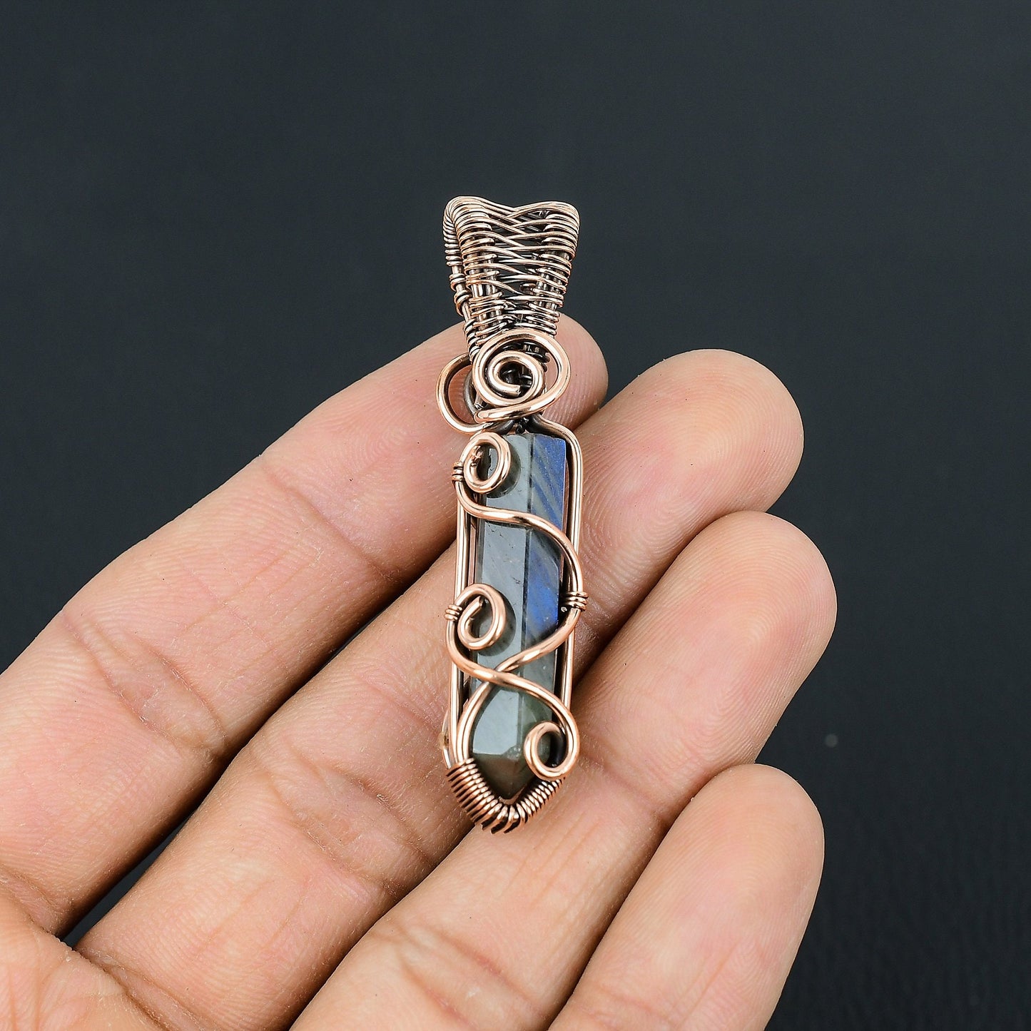 Blue-Green Labradorite Gemstone Pendant