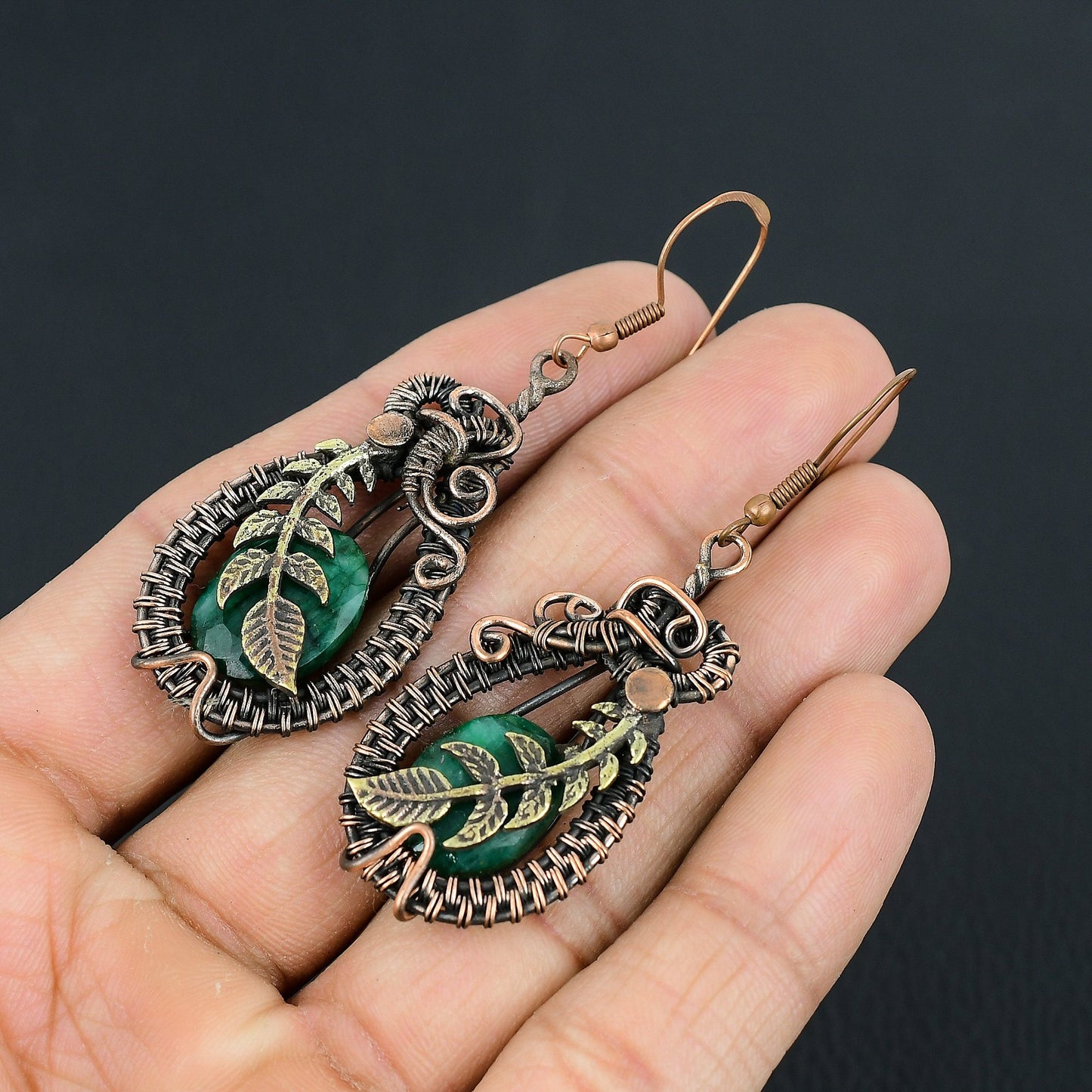 Green Emerald Gemstone Earrings