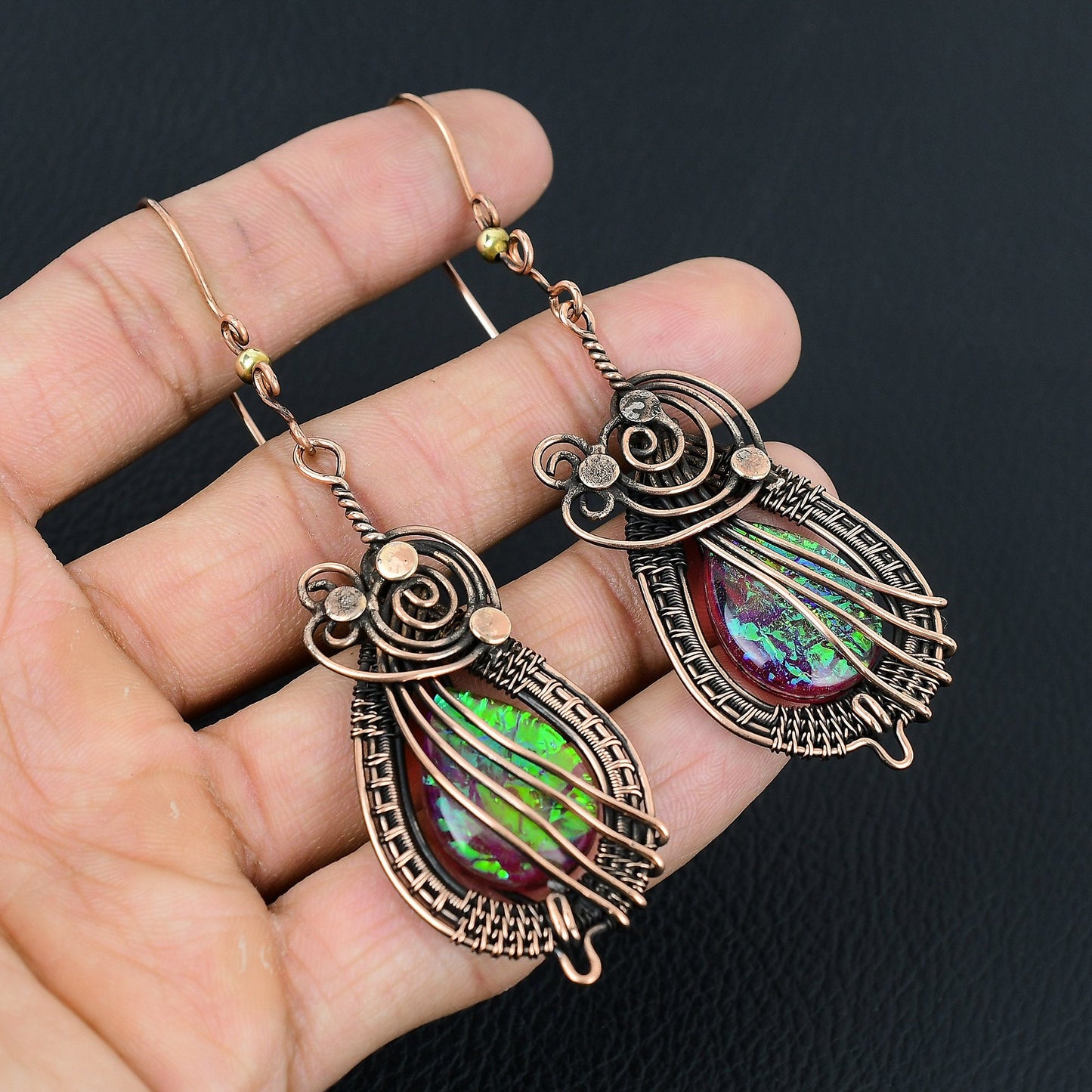 Pink Triplet Opal Gemstone Earrings