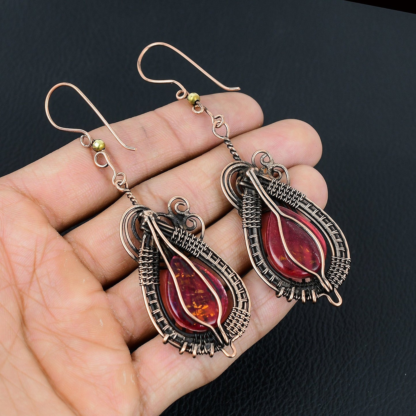 Pink Triplet Opal Gemstone Earrings