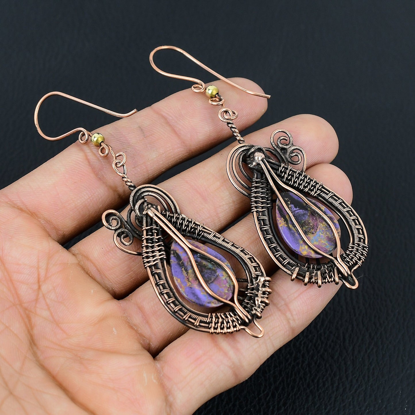 Purple Turquoise Gemstone Earrings