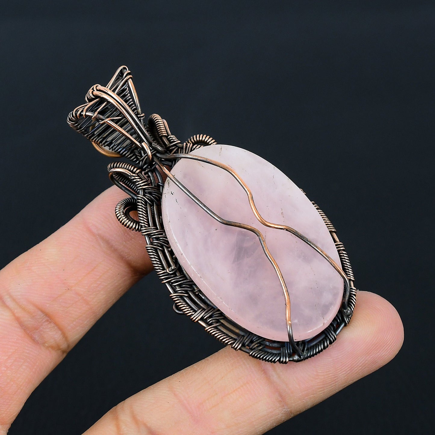 Pink Rose Quartz & Moonstone Gemstone Pendant