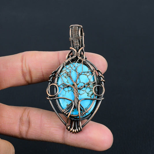 Turquoise Gemstone Tree of Life Pendant