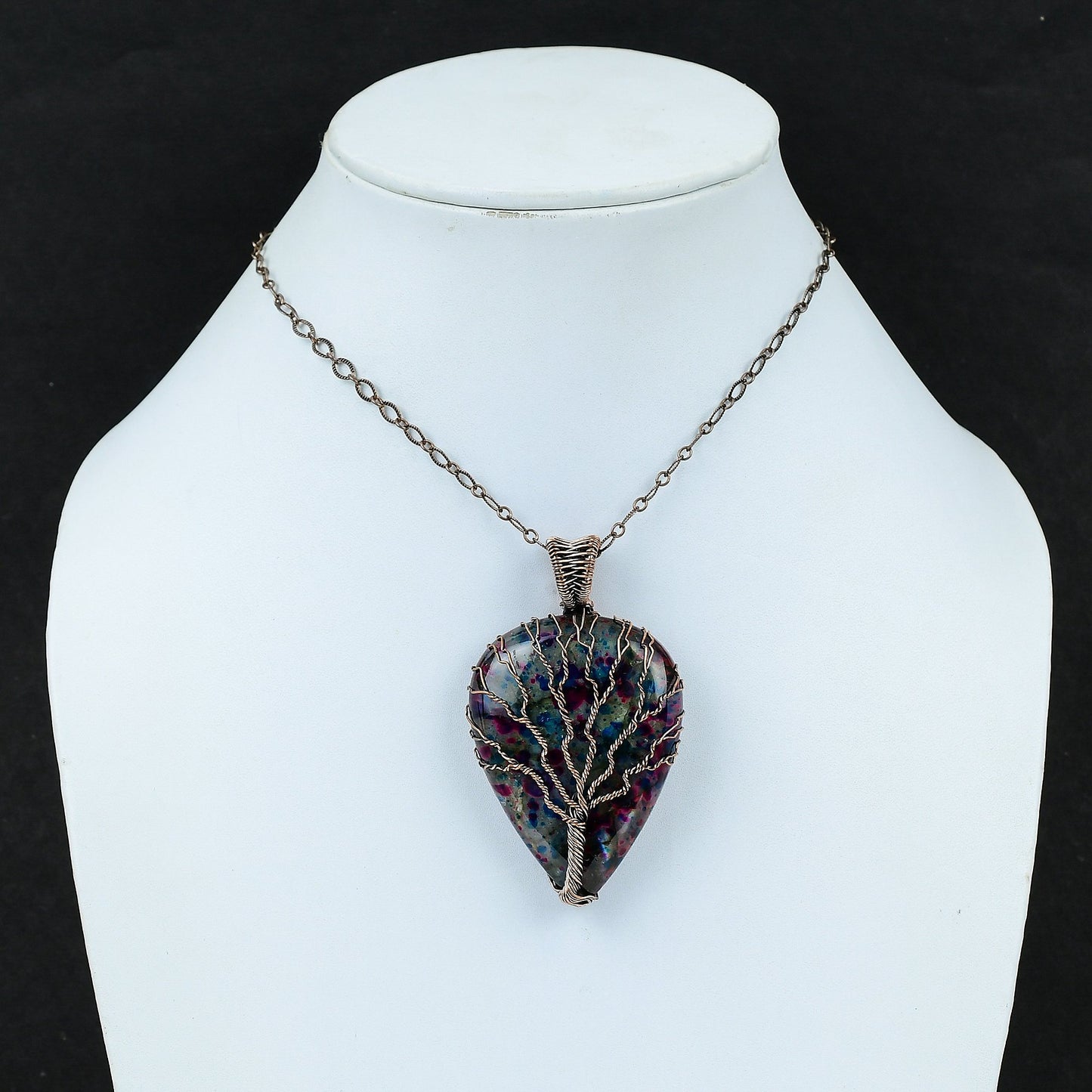 Tree of Life Multi-Color Labradorite Gemstone Pendant