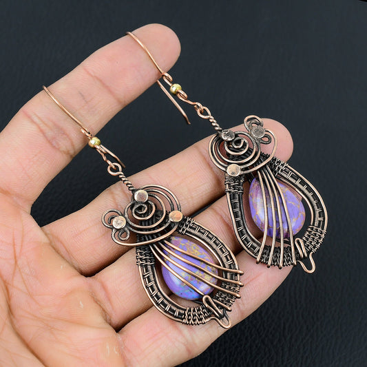 Purple Turquoise Gemstone Earrings