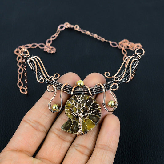 Copper Brown Ammonite Gemstone Necklace