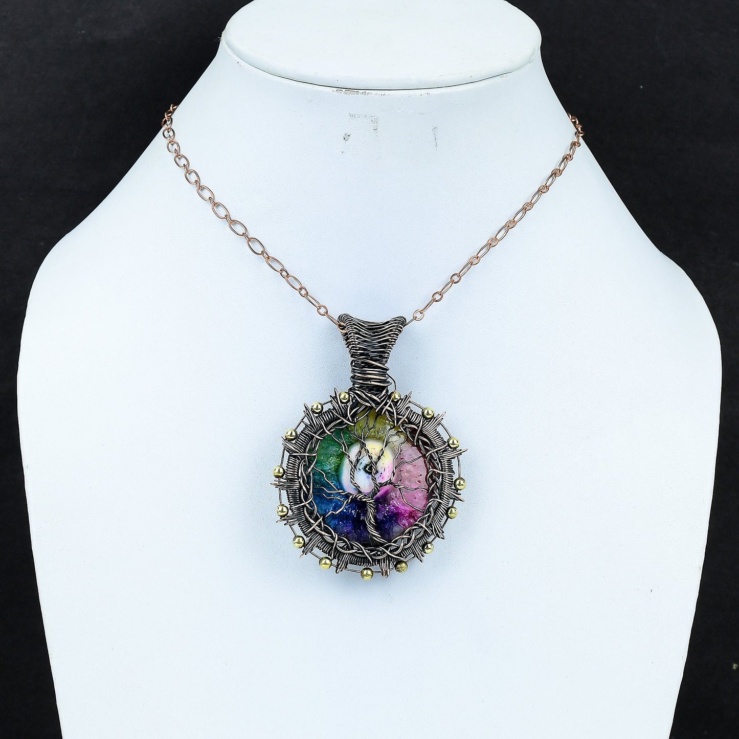 Rainbow Druzy Gemstone Pendant