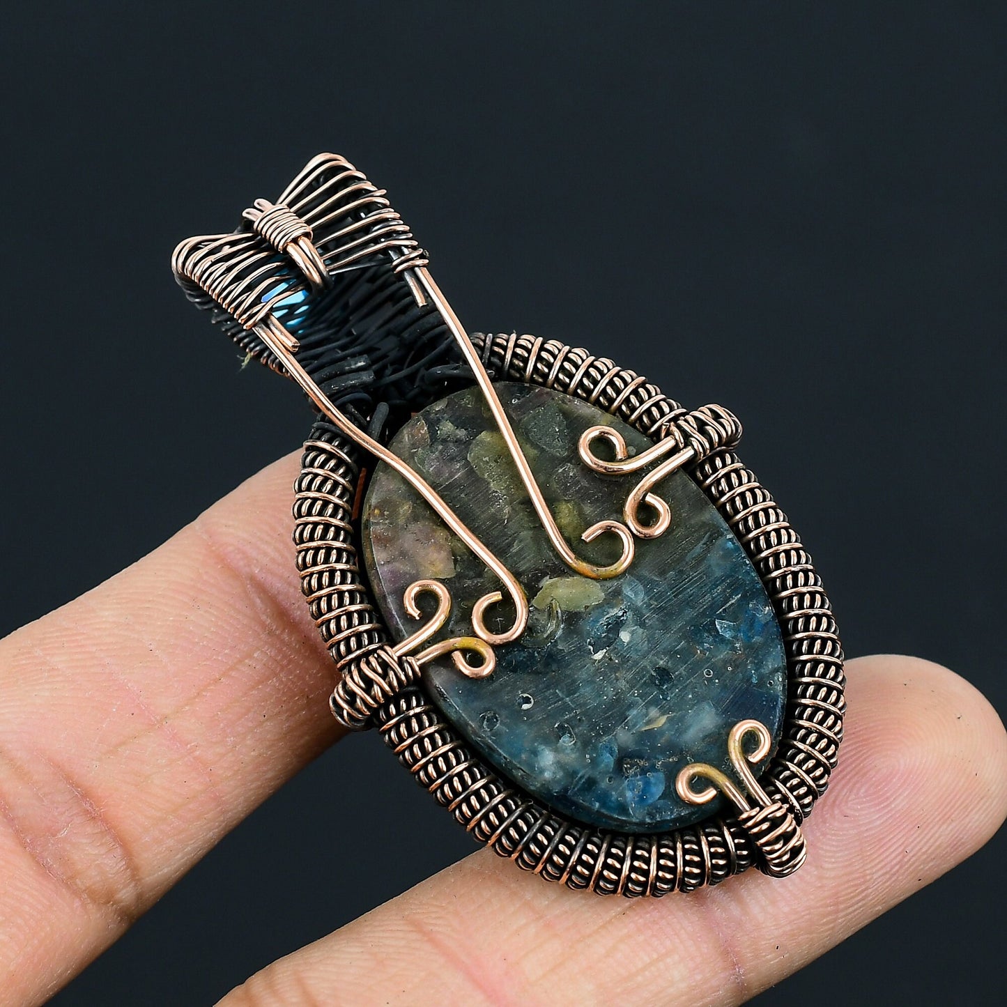 Pink-Green Watermelon Tourmaline & Blue Lapis Gemstone Pendant