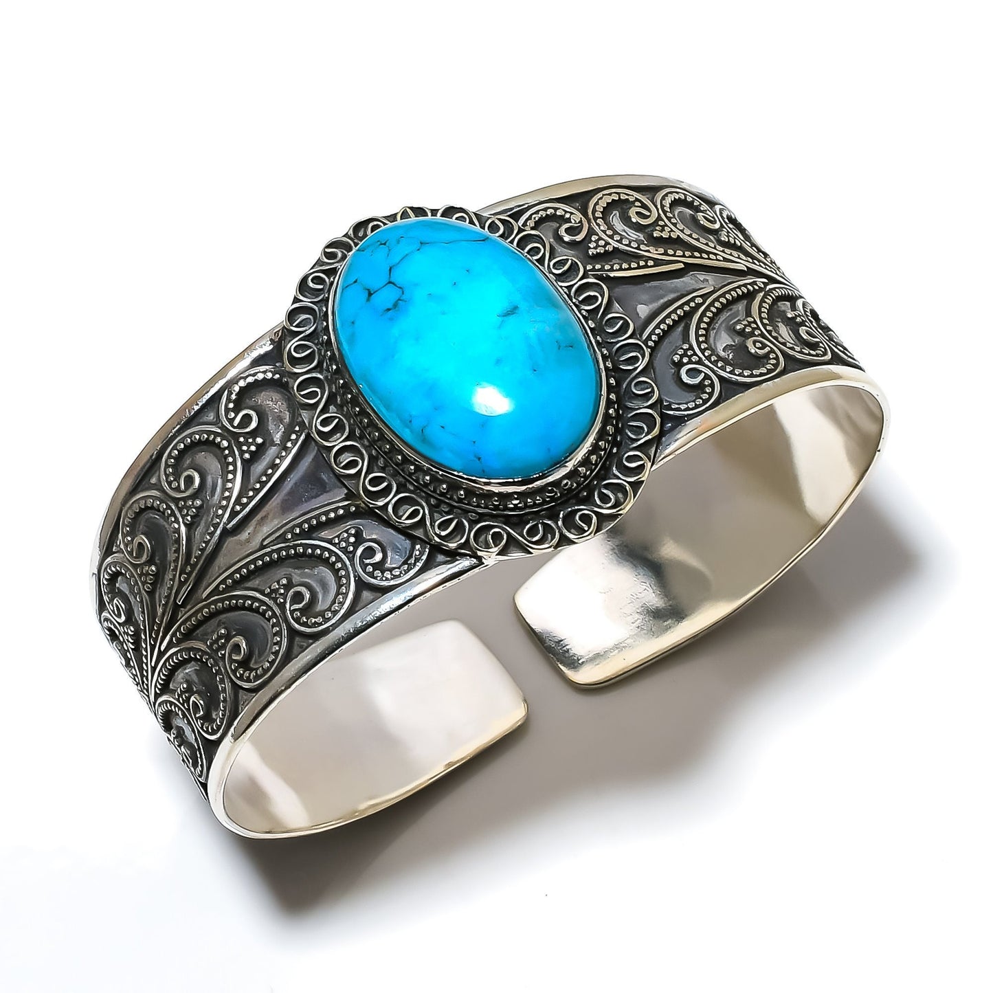 Turquoise Gemstone Sterling Silver Bracelet