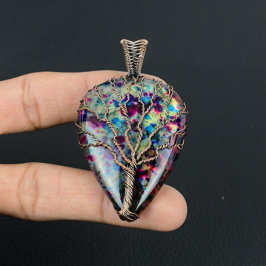 Multi-Color Labradorite Gemstone Tree of Life Pendant