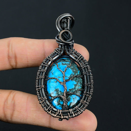 Turquoise Gemstone Tree of Life Pendant