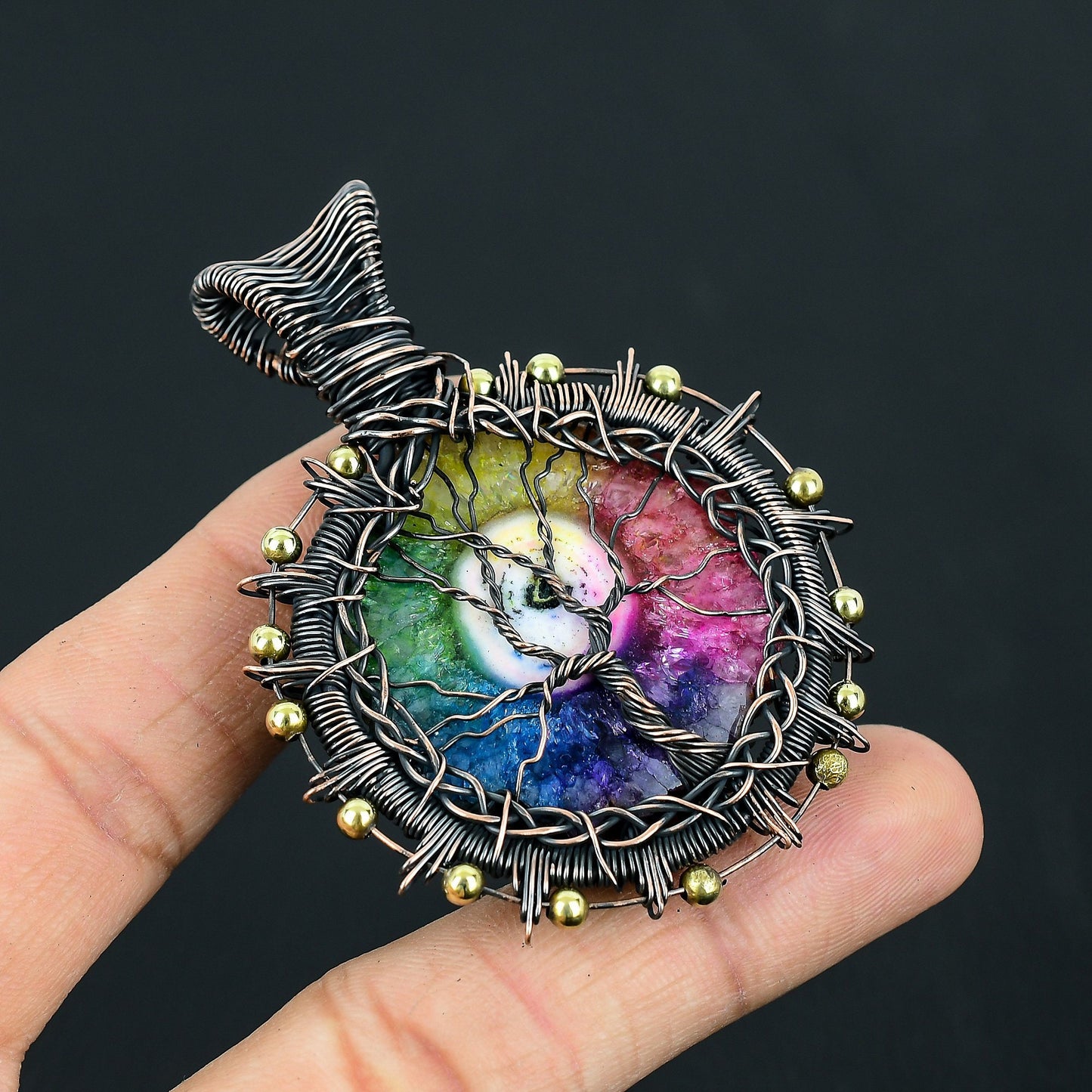 Rainbow Druzy Gemstone Pendant
