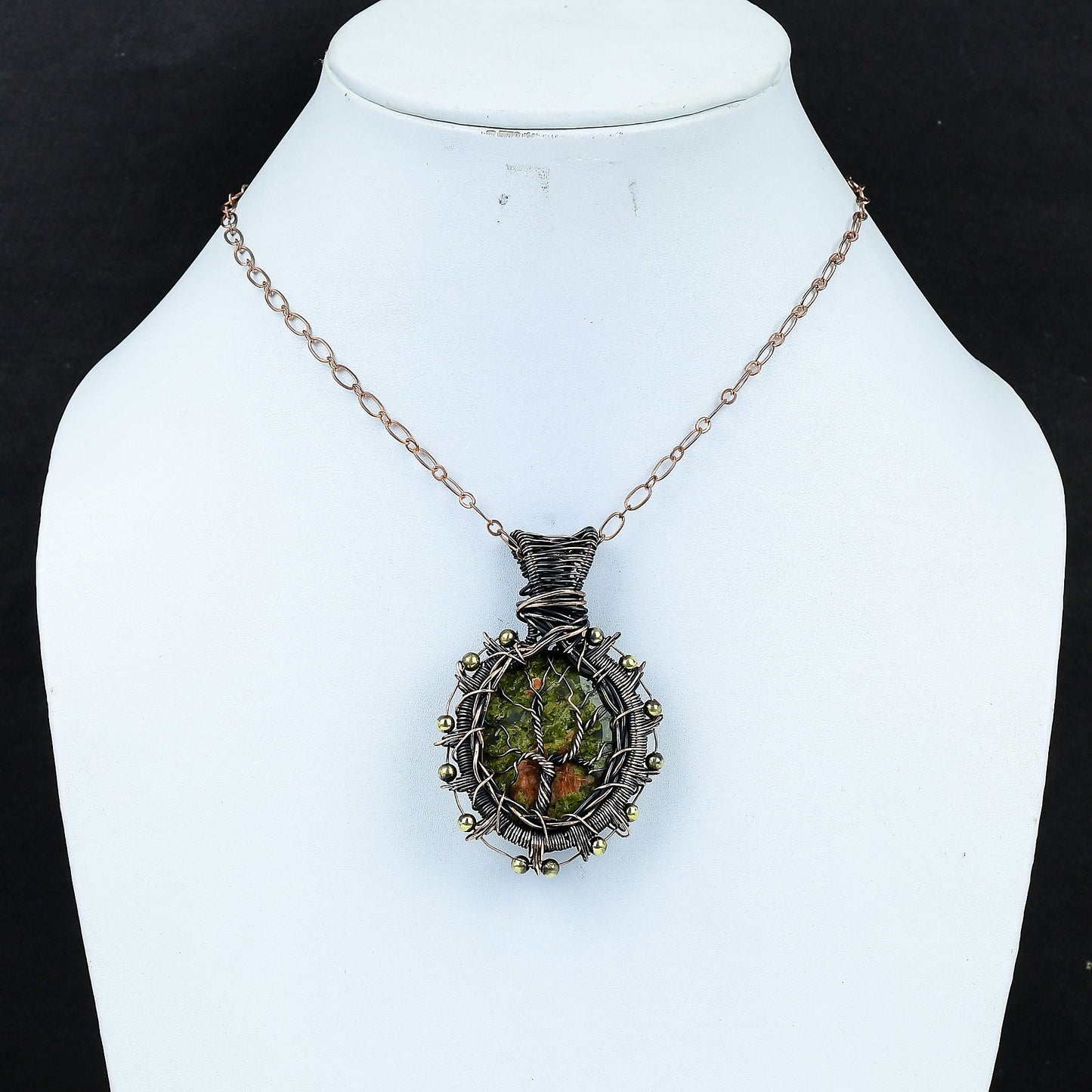 Green-Pink Unakite Gemstone Pendant
