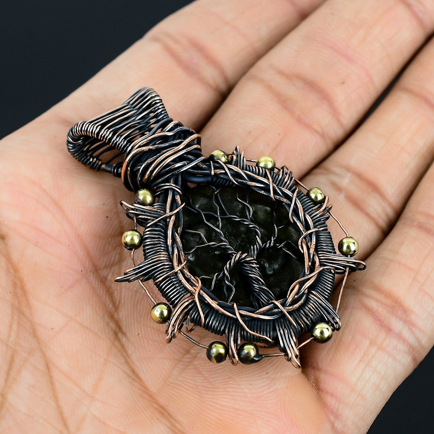 Green Moldavite Gemstone Pendant
