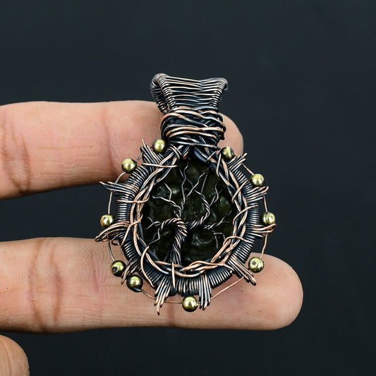 Green Moldavite Gemstone Pendant
