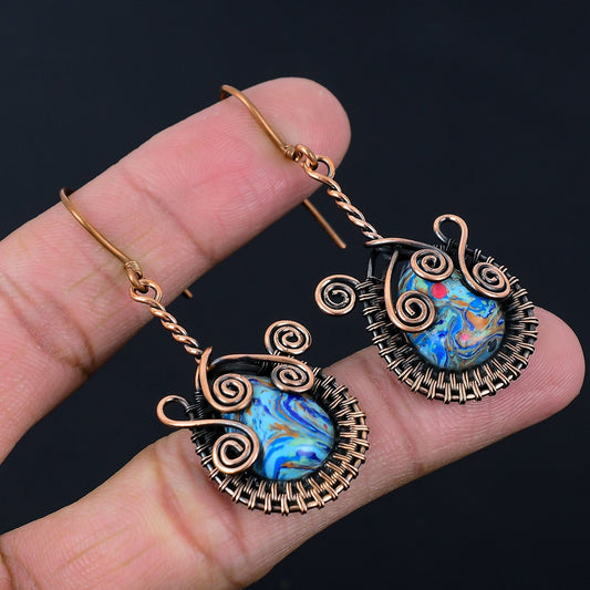 Rainbow Calcilica Gemstone Earrings