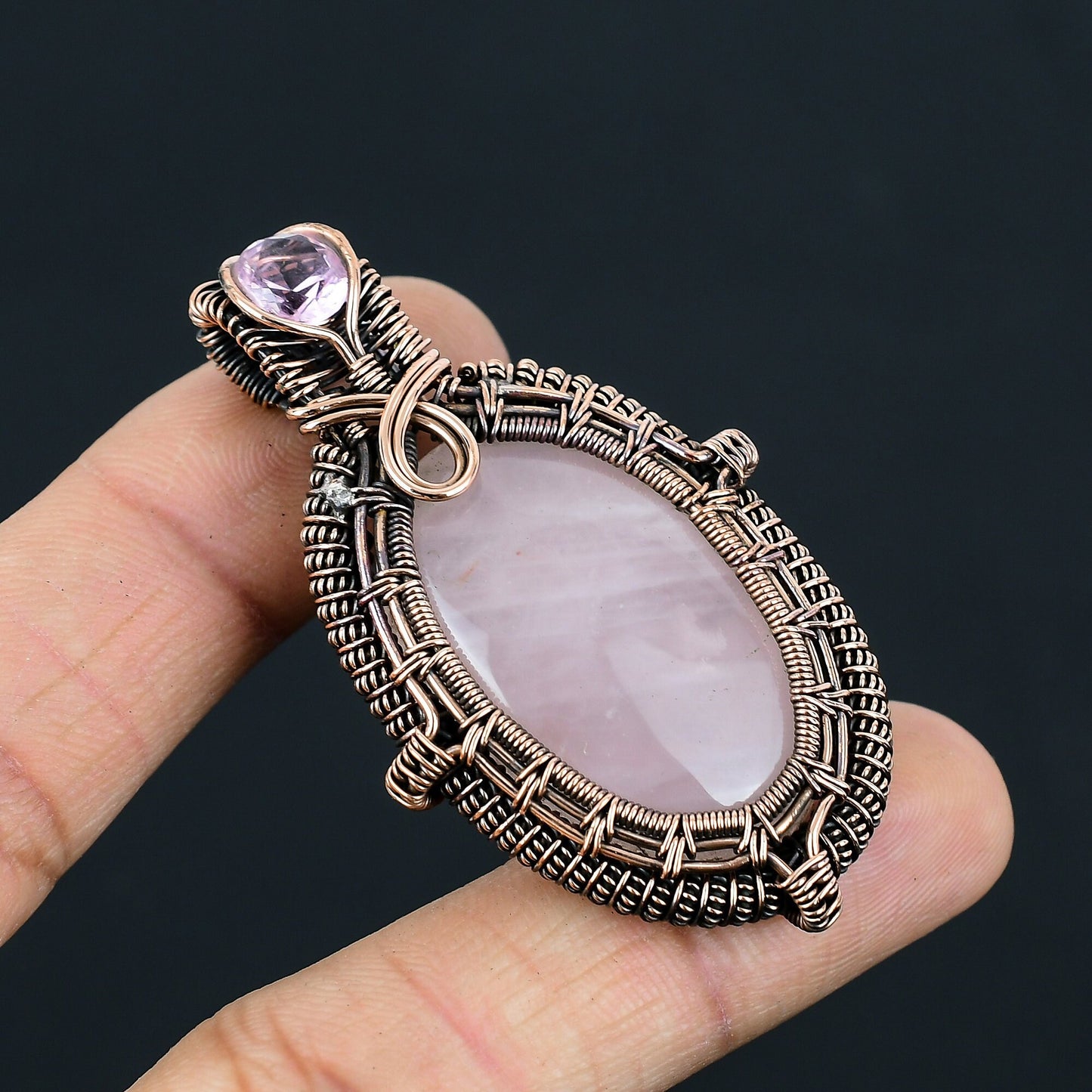 Pink Rose Quartz Gemstone Pendant