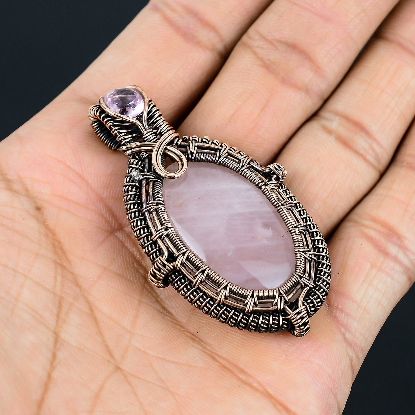 Pink Rose Quartz Gemstone Pendant