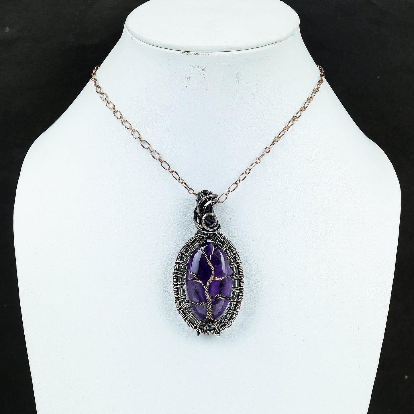 Purple Amethyst Tree of Life Gemstone Pendant