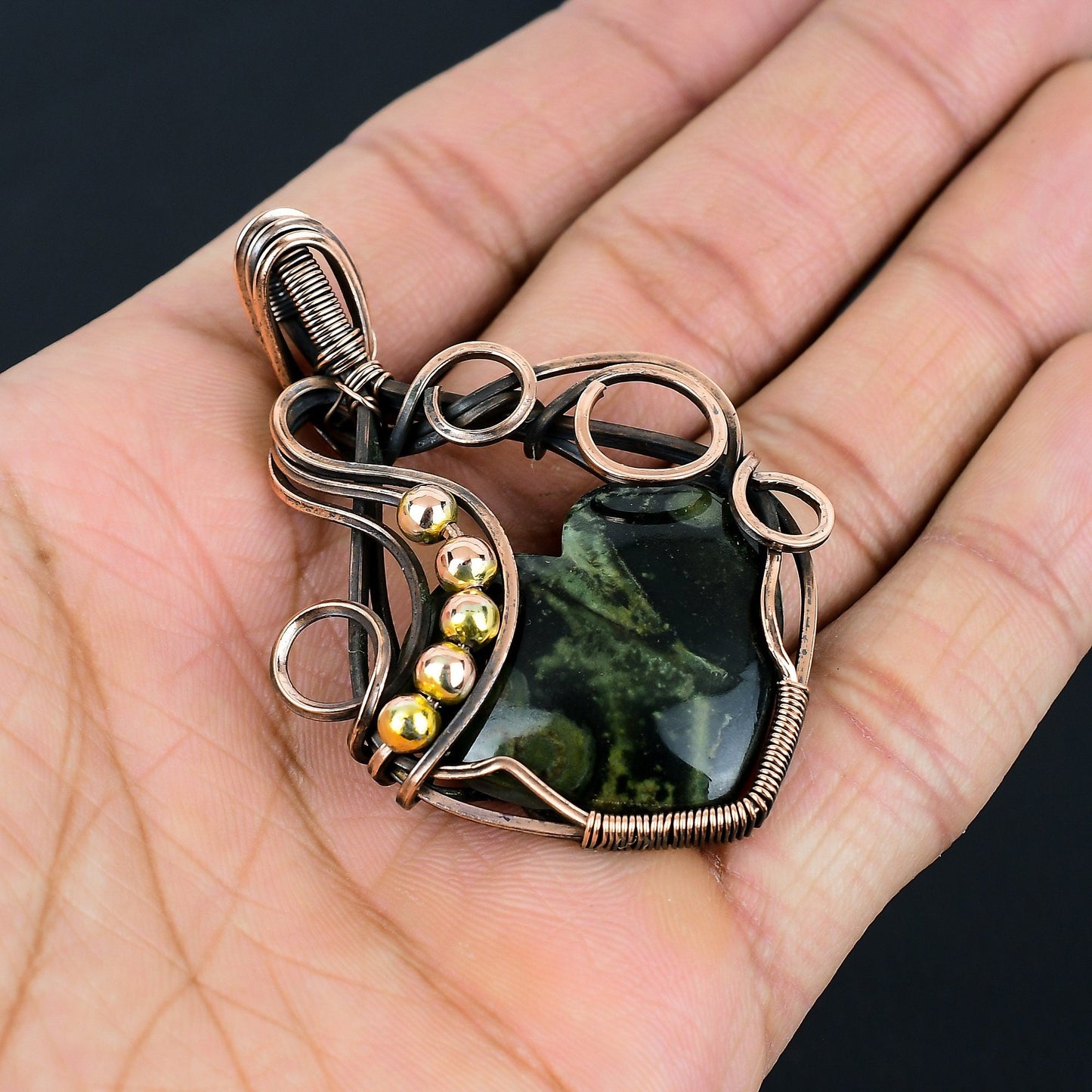 Green Star Galaxy Jasper Gemstone Pendant