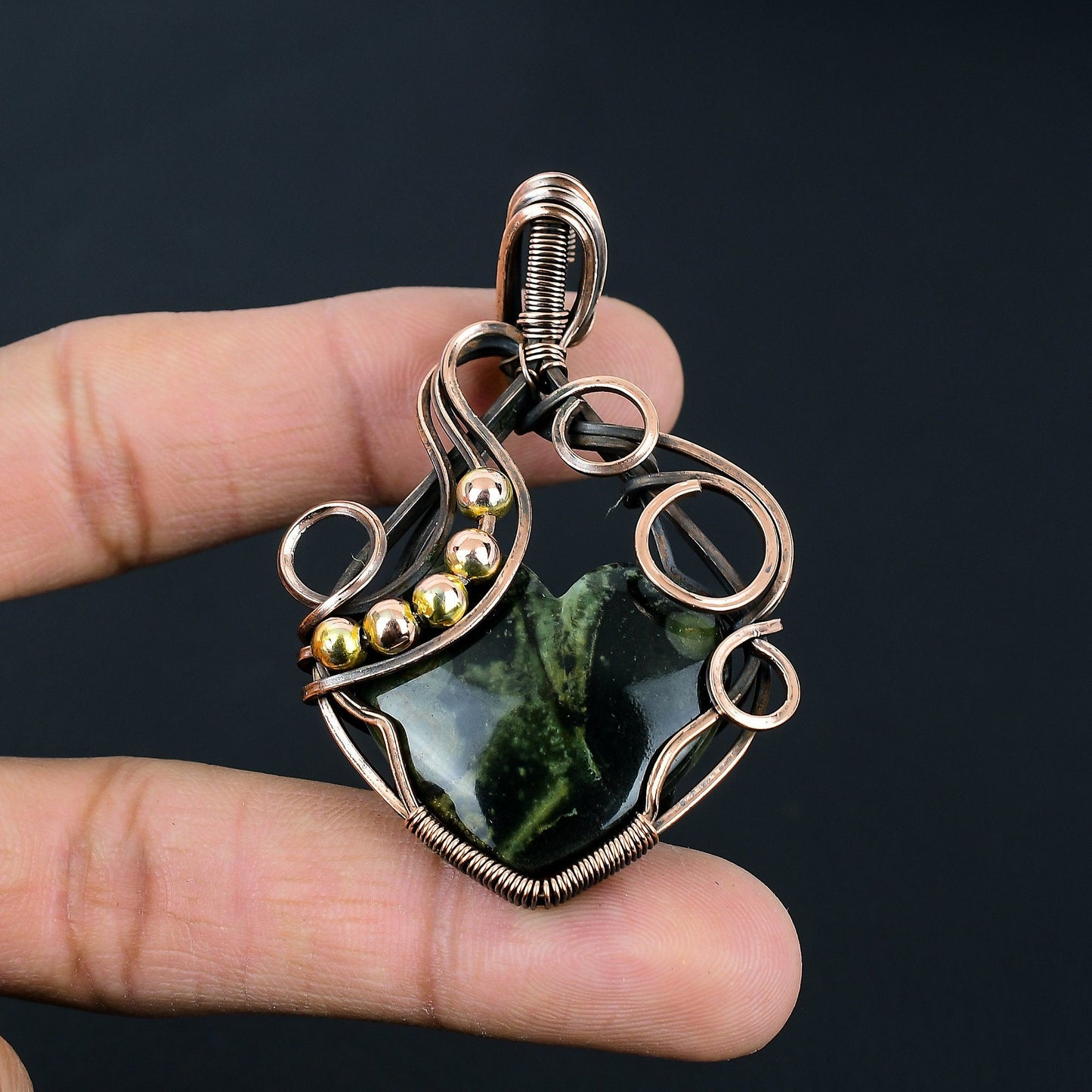 Green Star Galaxy Jasper Gemstone Pendant
