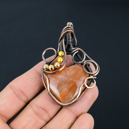 Orange Sunstone Gemstone Pendant