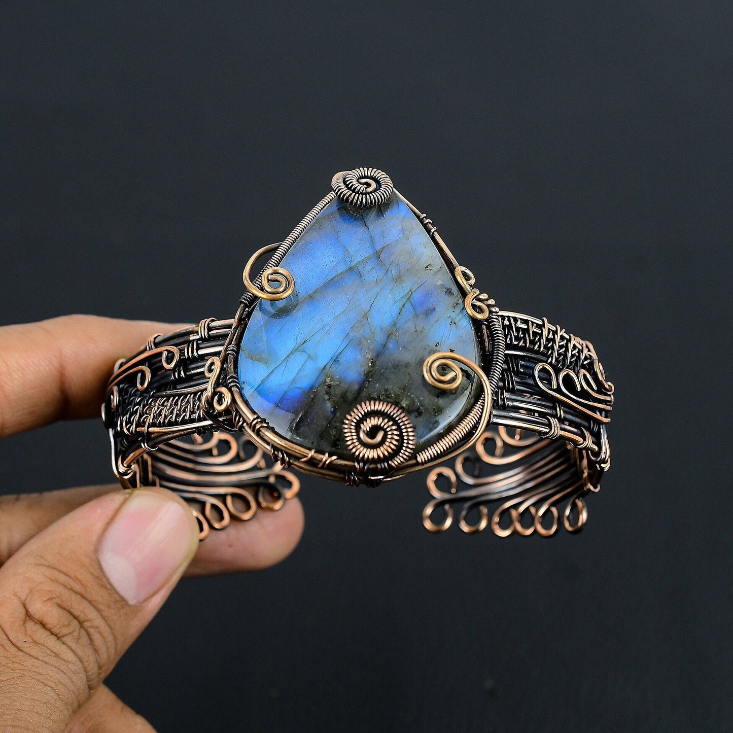 Blue Labradorite Gemstone Cuff Bracelet