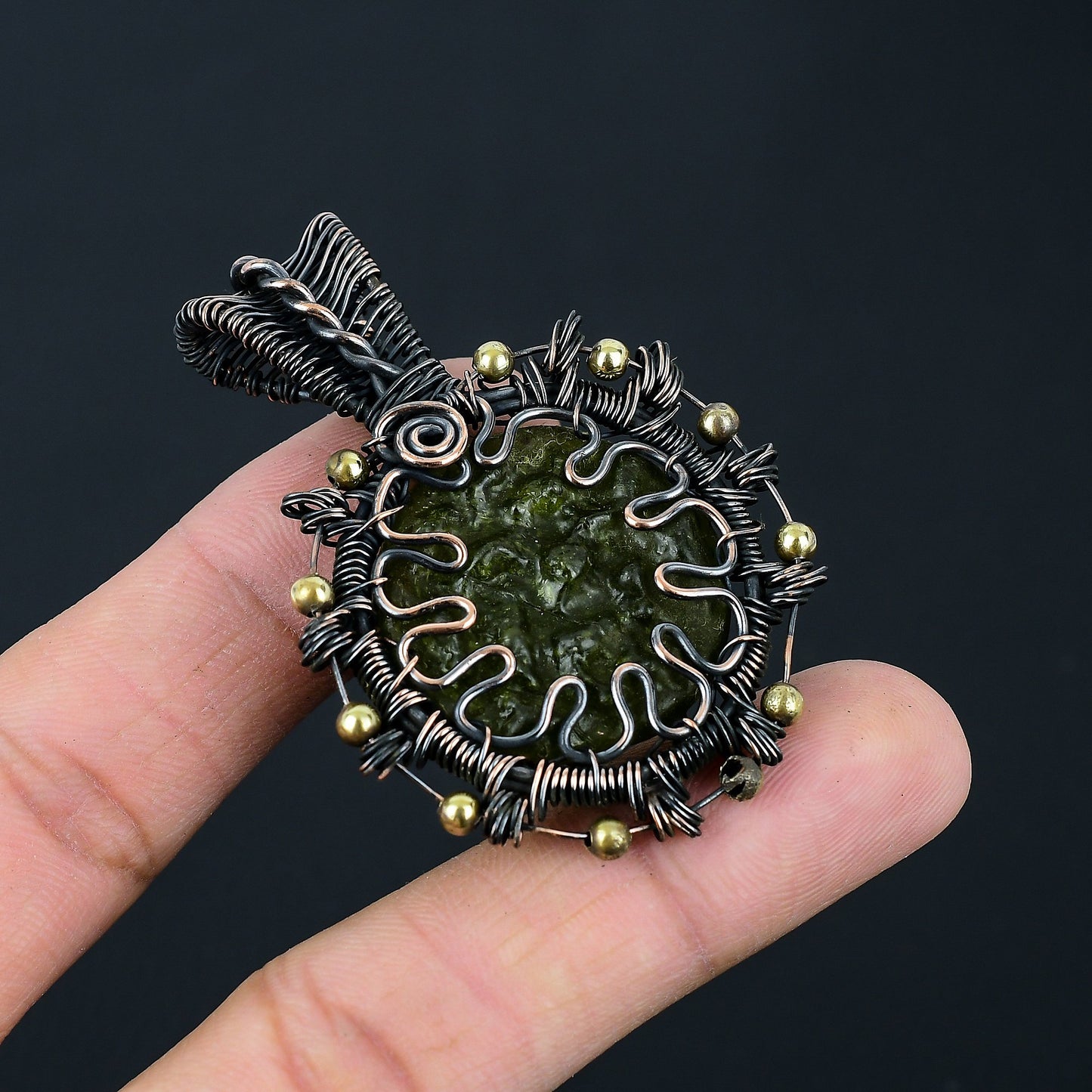 Green Moldavite Gemstone Pendant