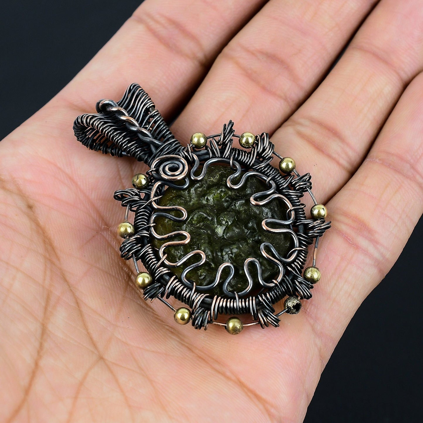 Green Moldavite Gemstone Pendant