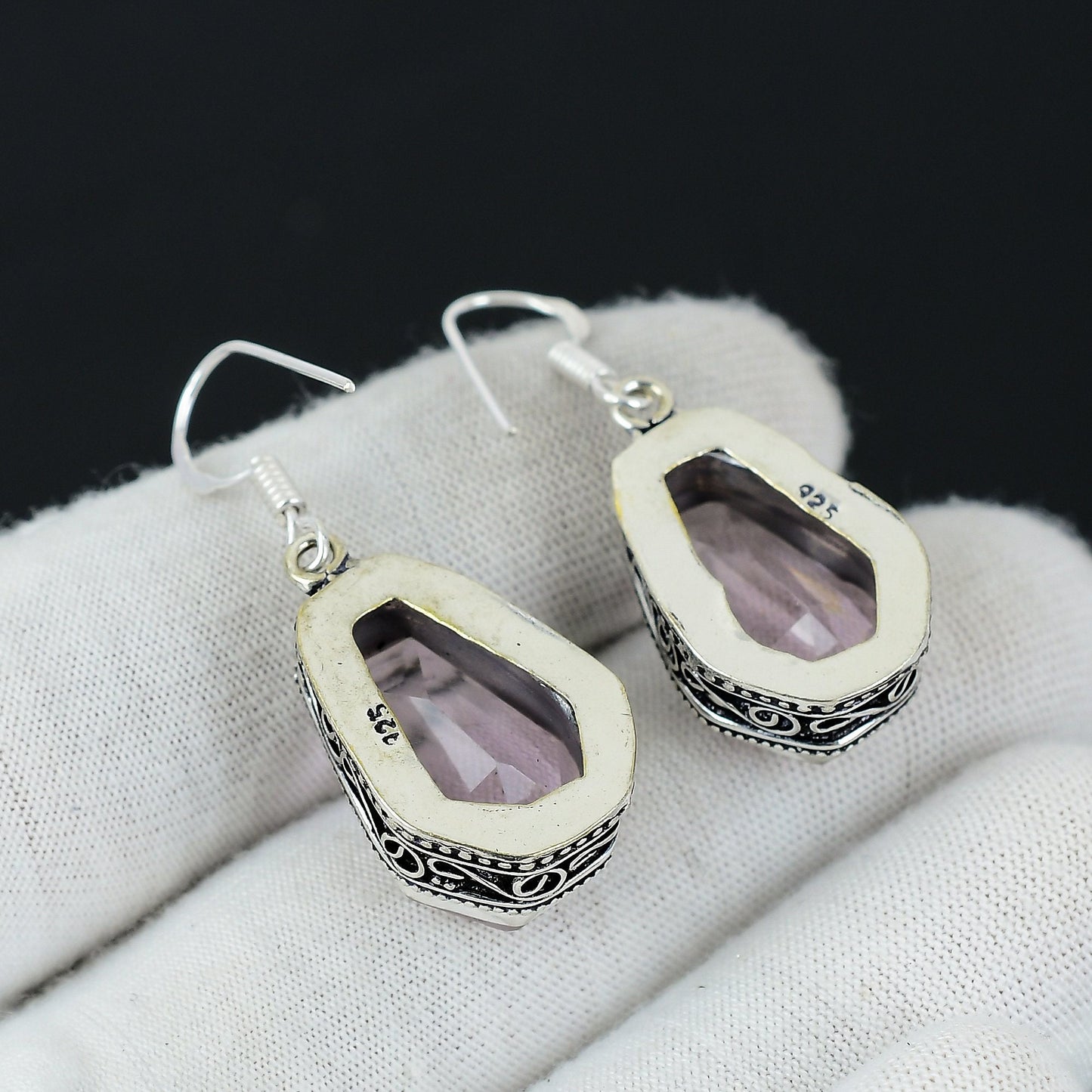 Pink Kunzite Coffin Earrings