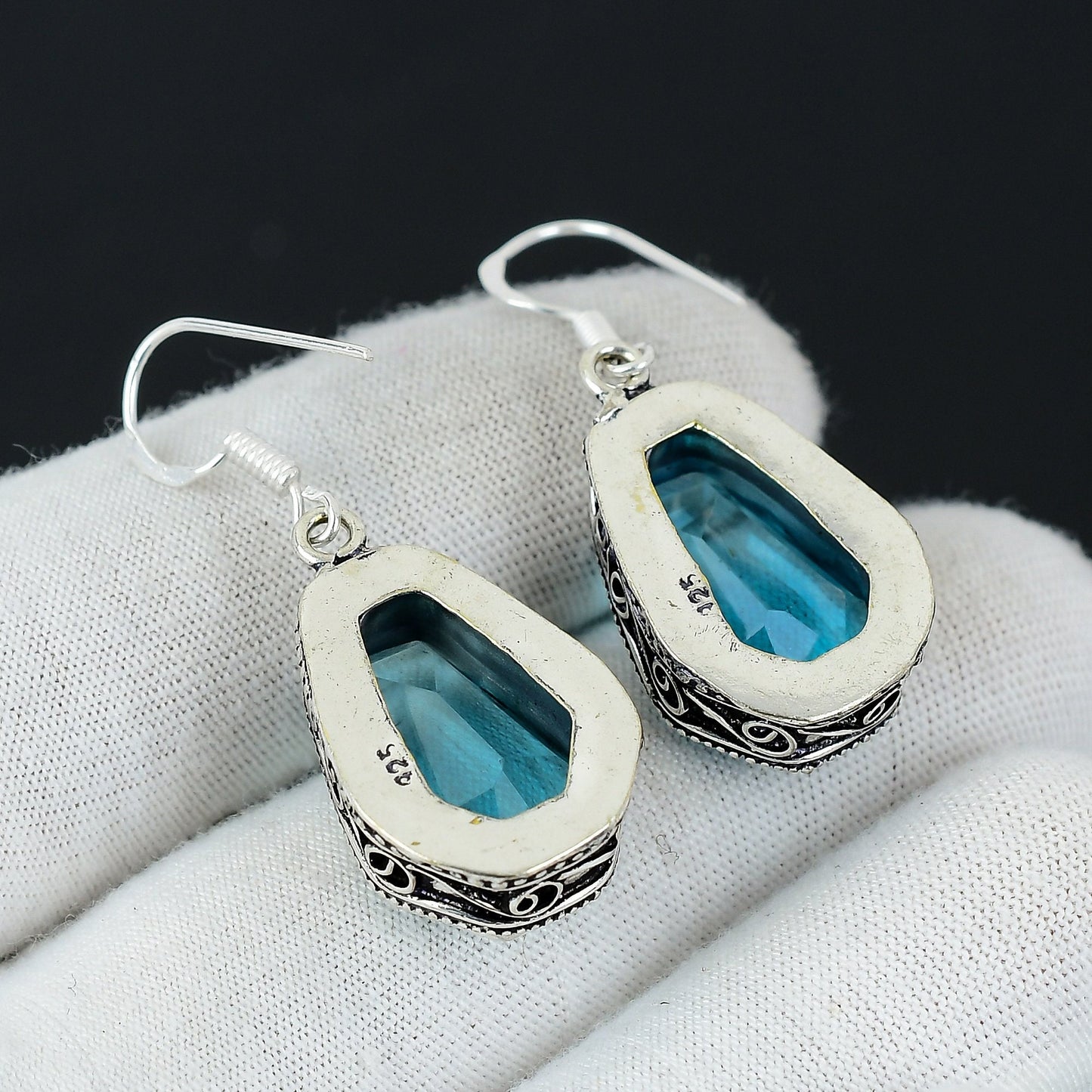 Swiss Blue Topaz Gemstone Earrings