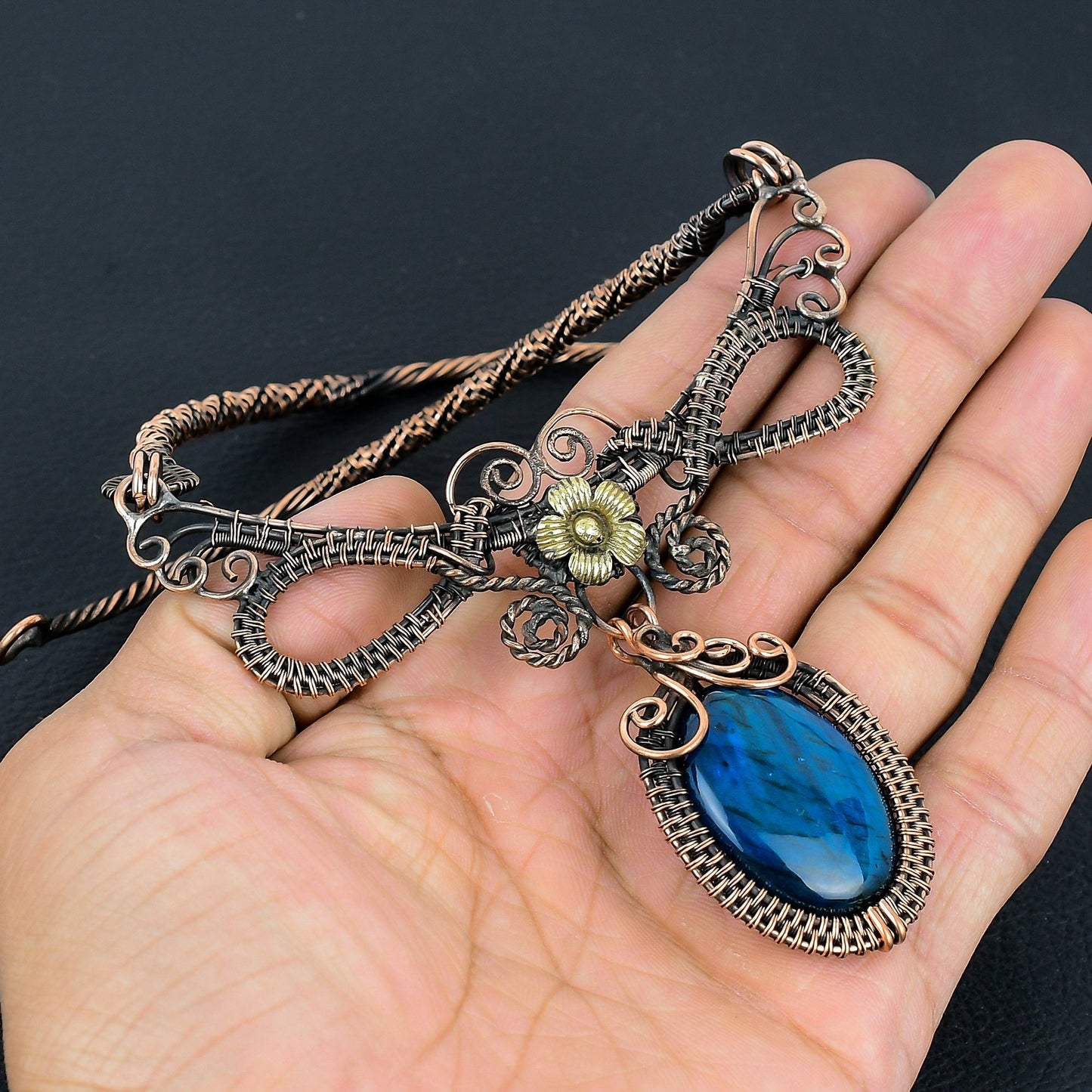 Blue Flash Labradorite Gemstone Necklace