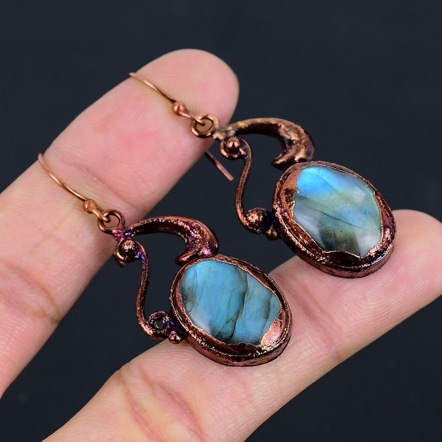 Blue Labradorite Gemstone Earrings