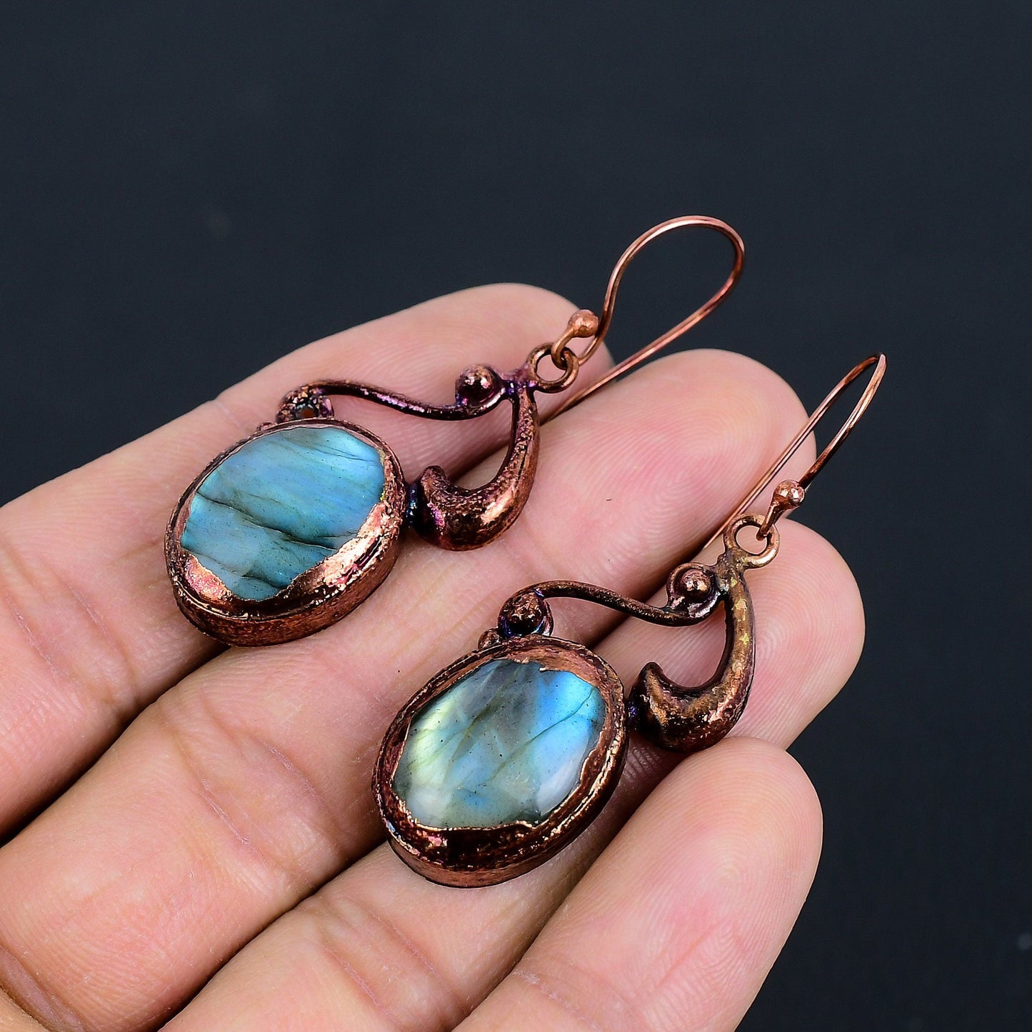 Blue Labradorite Gemstone Earrings