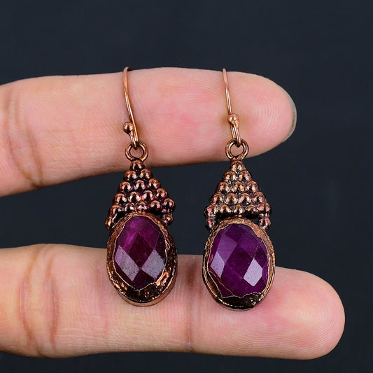Red Ruby Gemstone Earrings