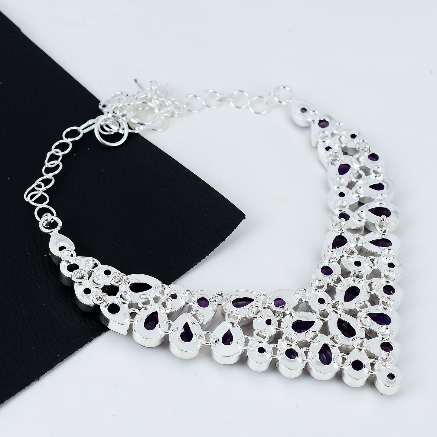 Purple Amethyst Sterling Silver Necklace Set