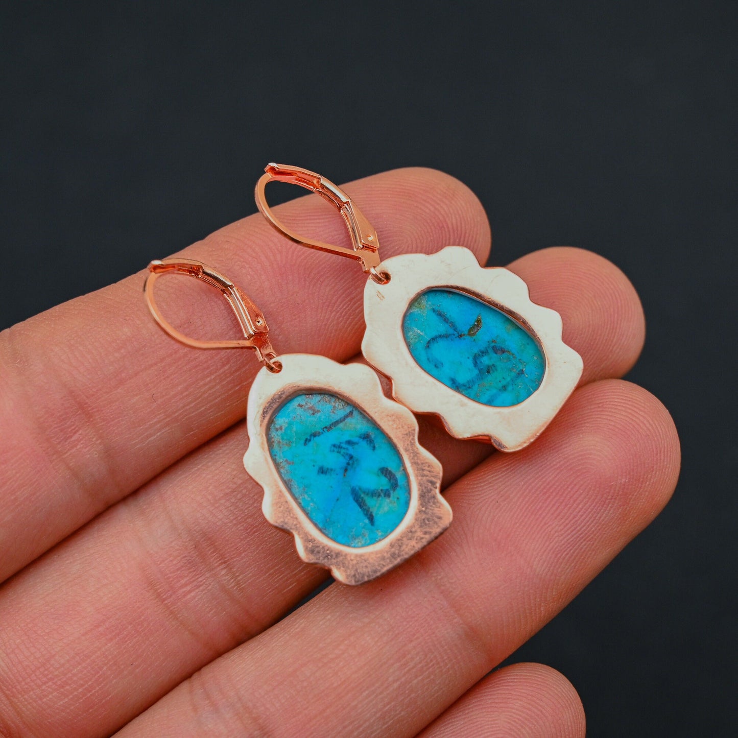 Turquoise Gemstone Lever Back Earrings