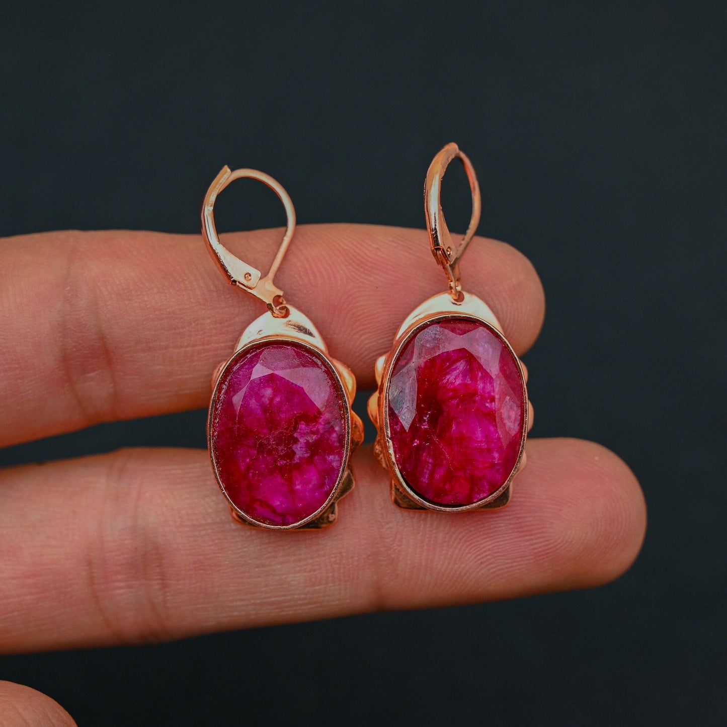 Kashmir Red Ruby Gemstone Earrings