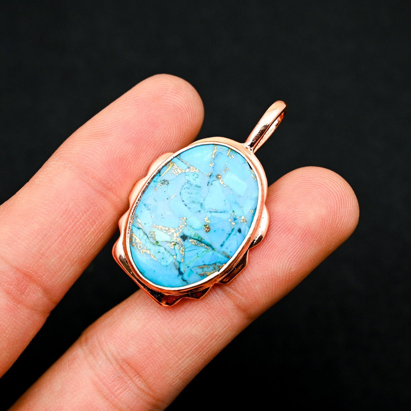 Blue Copper Turquoise Gemstone Pendant