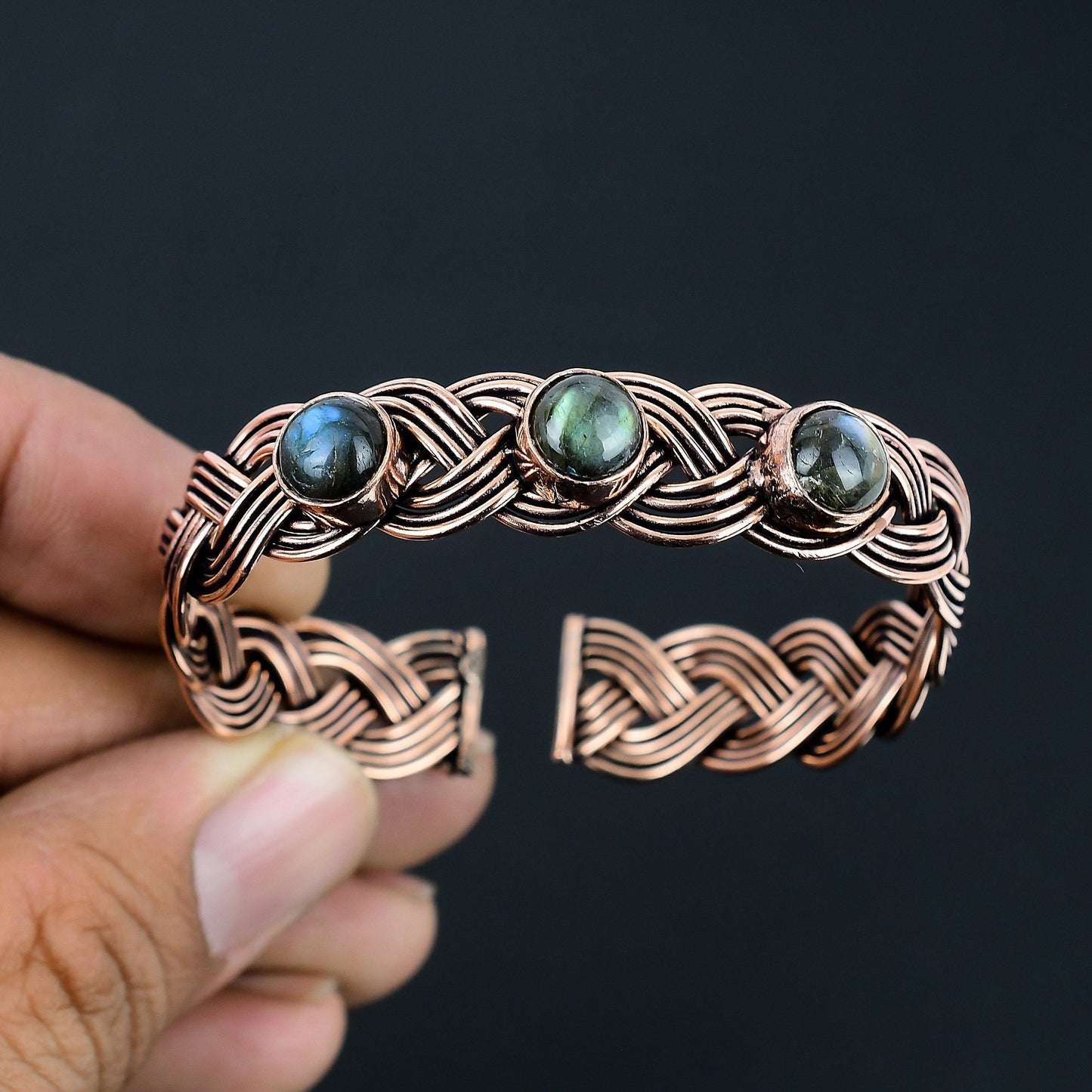 Blue Labradorite Gemstone Cuff Bracelet