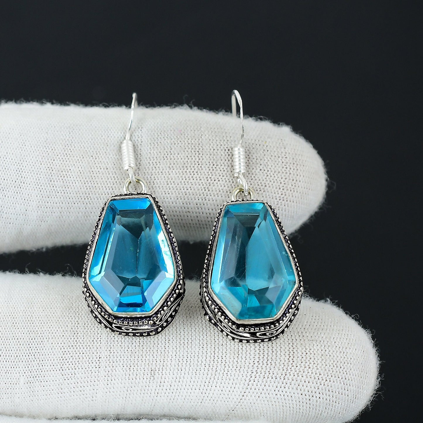 Swiss Blue Topaz Gemstone Earrings