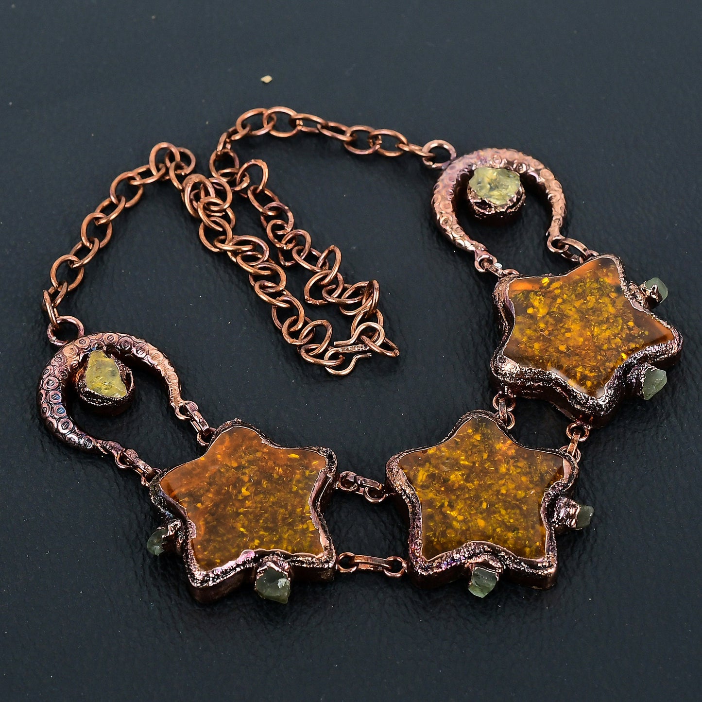Golden Amber & Yellow Citrine Gemstone Necklace