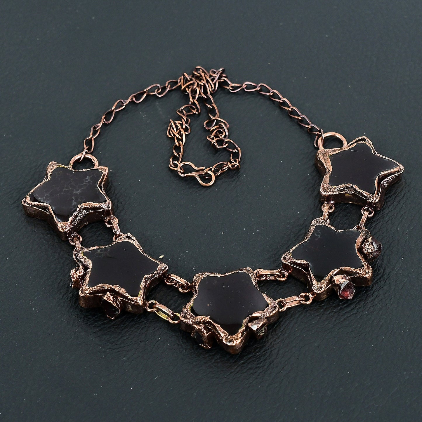 Red Garnet Gemstone Electroformed Necklace